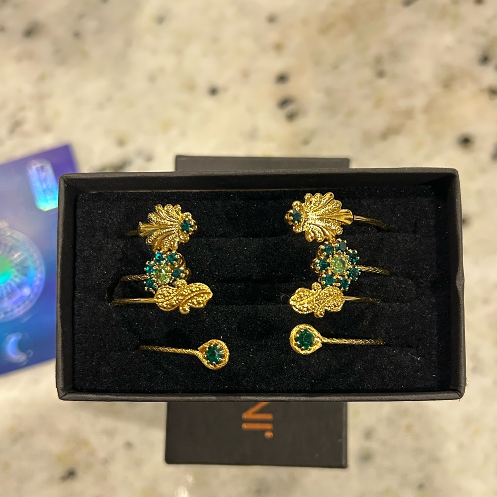 Alex and Ani Gold and Green Cuff Bracelet Set - Picture 3 of 6